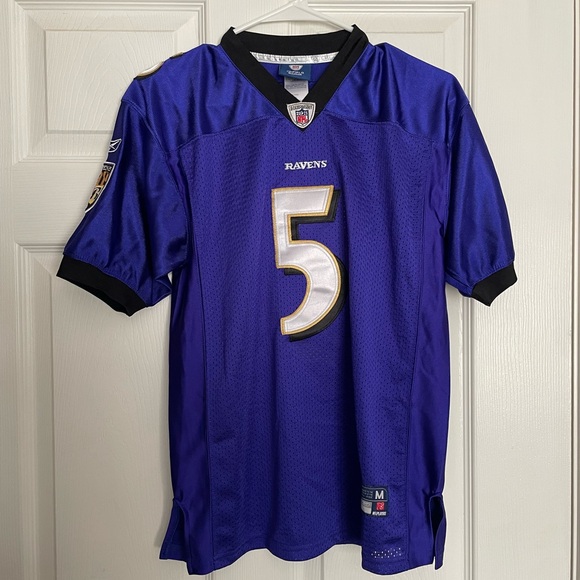 NFL Flacco 5 Ravens Jersey Reebok Purple Youth Med also fits Women Small/Medium - Picture 1 of 5
